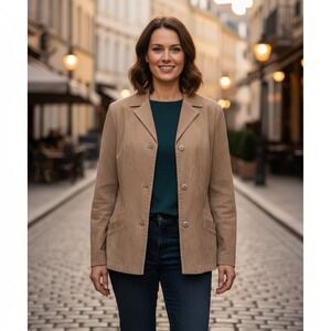 Vintage Antilopa Suede Coat Jacket Women's Size XL? Leather Button Down‎ Pockets